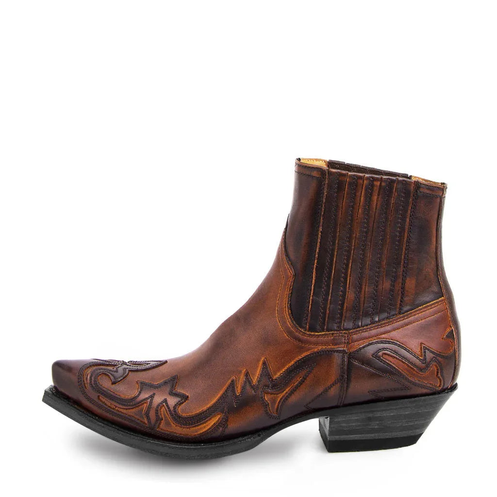 Leather Embroidery Cowboy Boots - black - Cowboy Outpost