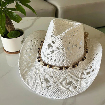 Beach Straw Shell Cowboy Hat - B1 - Cowboy Outpost