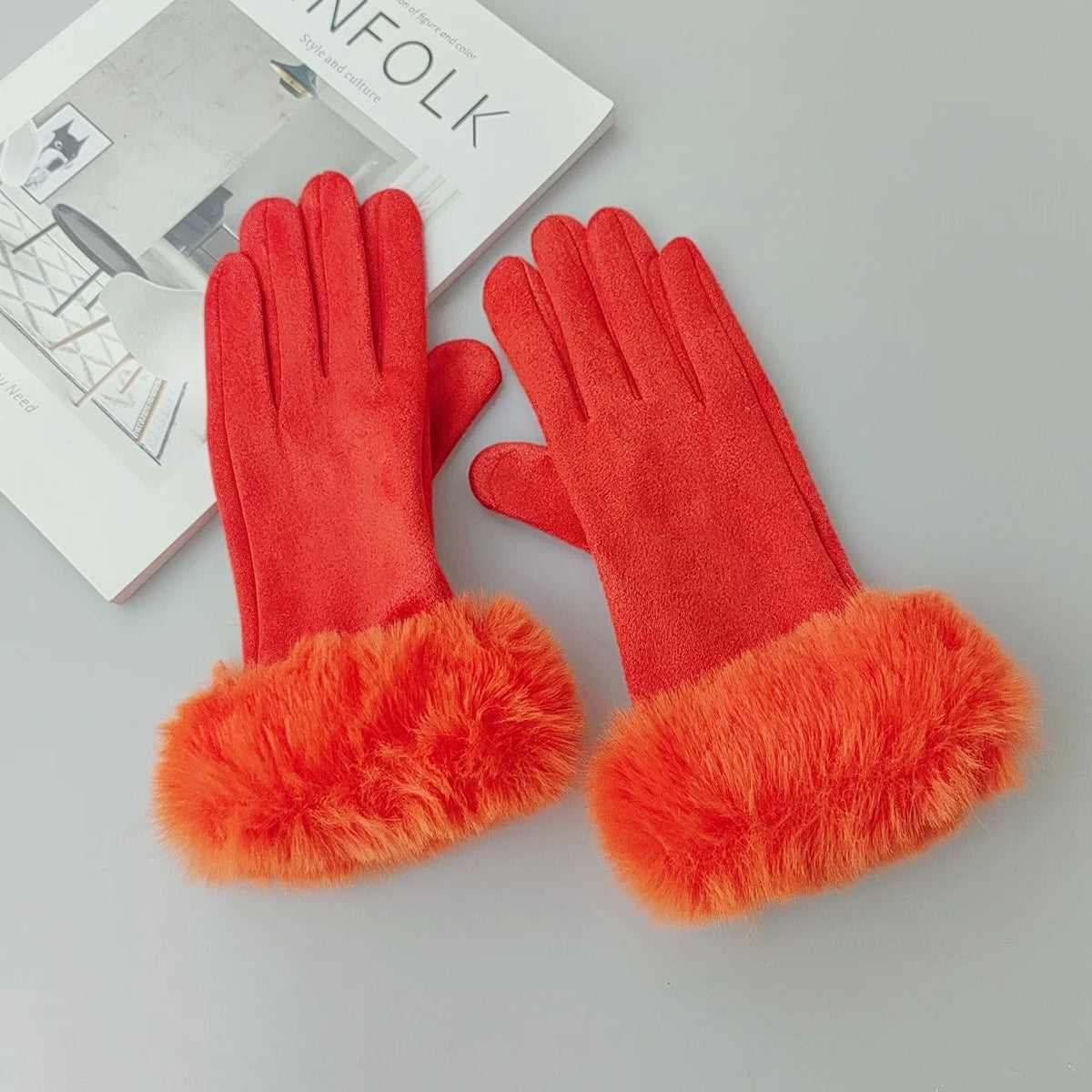 Suede Gloves - Orange - Cowboy Outpost
