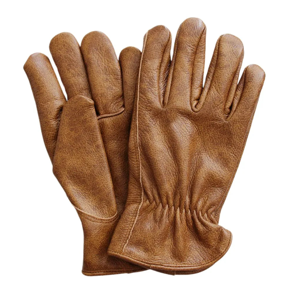 Leather Work Gloves - Brown - Cowboy Outpost