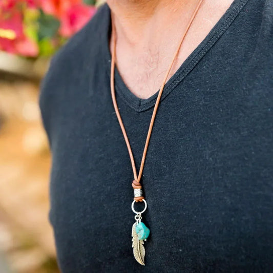 Leather Maroon Necklace - Cowboy Outpost