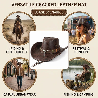 Leather Faux Cowboy Hat - Style 2 - Cowboy Outpost