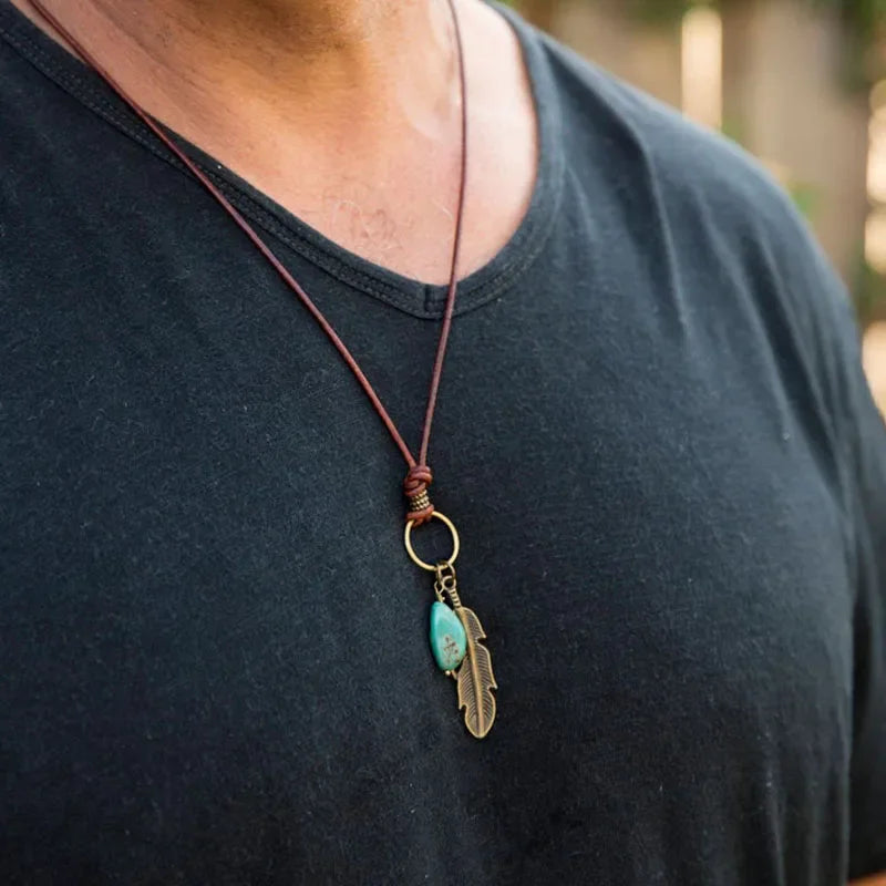 Leather Maroon Necklace - Cowboy Outpost