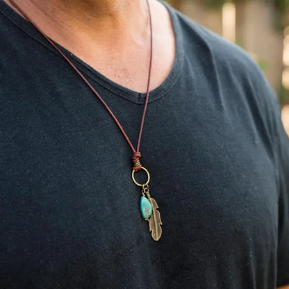 Leather Maroon Necklace - Cowboy Outpost