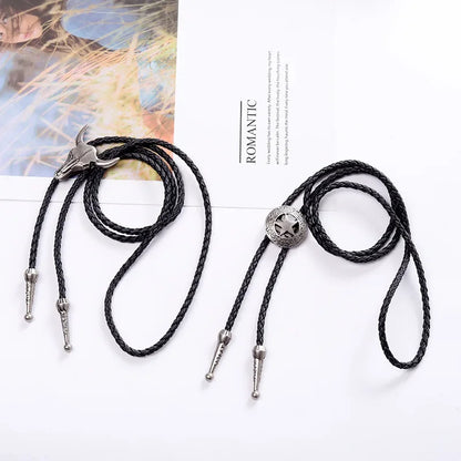 Leather Adjustable Bolo Tie - Bull Head(copper) - Cowboy Outpost