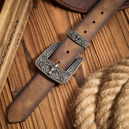 Metal Belt - Brown golden - camel silver - Cowboy Outpost
