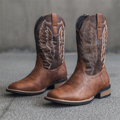 Leather Black Cowboy Boots - Black 2 - Cowboy Outpost
