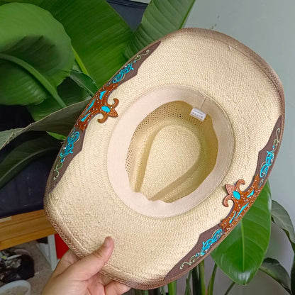 Straw Retro Cowboy Hat - 2 - Cowboy Outpost